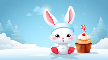 Rabbit bunny Gift boxes with red ribbon on Christmas background giving  holiday spirit Christmas joy  Christmas magic