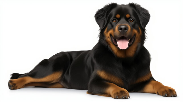 Smiling Akbash Rottie Dog Poses on White Background