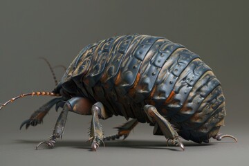 Close-up of Armored Pill Bug with Exoskeleton and Antennae - Creepy Creature from Beetle