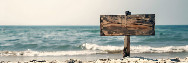Wooden sign on the beach