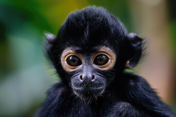 Naklejka premium Cute Spider Monkey Close-Up in Natural Habitat - Perfect for Ecotourism