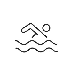Swimming icon. A minimalist design of a person mid-stroke, representing the sport and activity of swimming. Perfect for use in fitness centers, swim instruction, sporting event. Vector illustration