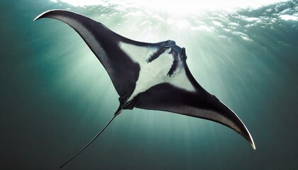 Manta ray in the sea, Unterwatersea aquarium
