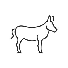 Donkey icon. A stylized representation of a donkey, often used to symbolize hard work, agriculture, and rural life. Suitable for use in educational materials, farming content. Vector illustration