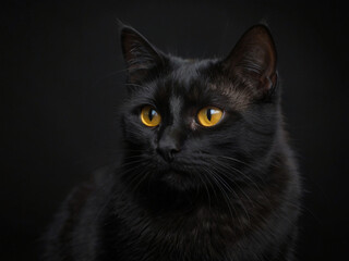 black cat in black background