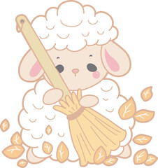 Cute sheep hand drawn emotes icon. Baby sheep illustration activites. Funny sheep clip art elements.
