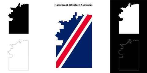 Halls Creek (Western Australia) outline map set