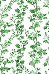 Watercolor Seamless pattern with green and white