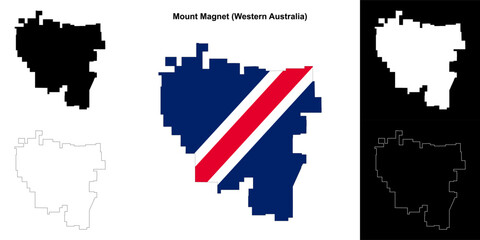 Fototapeta premium Mount Magnet (Western Australia) outline map set