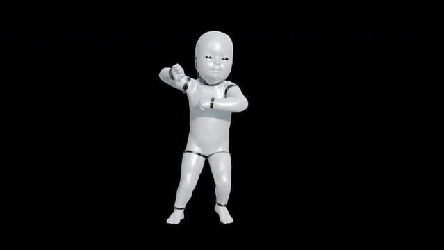 Baby Robot Dance with Alpha Channel