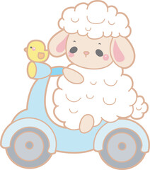 Cute sheep hand drawn emotes icon. Baby sheep illustration activites. Funny sheep clip art elements.
