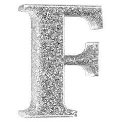 3d Font Silver Uppercase . Letter F