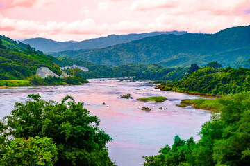 Beautiful scenery of The Mekong River in Chiang Rai Province