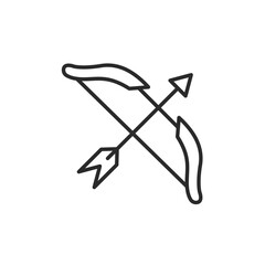 Fototapeta premium Bow and arrow icon. A simple vector symbol representing the ancient and modern sport of archery, also reflecting its historical use in hunting, combat. Ideal for historical themes. Vector illustration