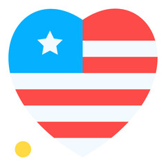 American, flag, star, stripes, heart Icon