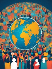 Naklejka premium World Population Day people around the world generate ai