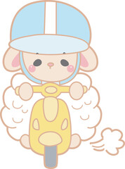 Cute sheep hand drawn emotes icon. Baby sheep illustration activites. Funny sheep clip art elements.
