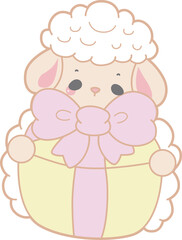 Cute sheep hand drawn emotes icon. Baby sheep illustration activites. Funny sheep clip art elements.
