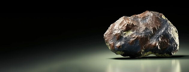 Glaucochroite is rare precious natural stone on black background. AI generated. Header banner mockup with space.