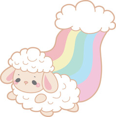 Cute sheep hand drawn emotes icon. Baby sheep illustration activites. Funny sheep clip art elements.
