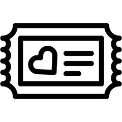 ticket, party, cinema, love and romance, heart Icon