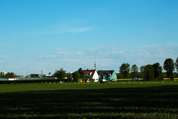 Feldmoching in munich bavaria, blue sky