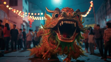 Obraz premium Dragon lantern illuminated at Chinese Lantern Festival