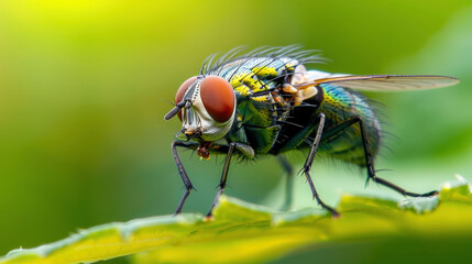 Fototapeta premium Close up fly on food