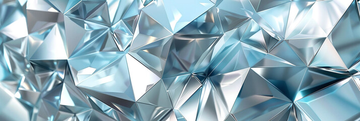 abstract polygonal design of azure and silver, ideal for an elegant abstract background