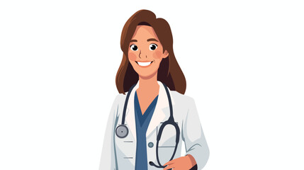 Friendly female physician smiling at the camera in he