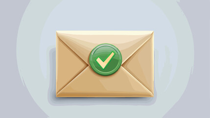 3d envelope with check mark icon realistic green tick