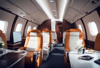 'cabin airplane generative interior ai aeroplane aircraft airline jet jetliner business luxury...