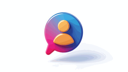 3d user icon speech bubble with person avatar. Button