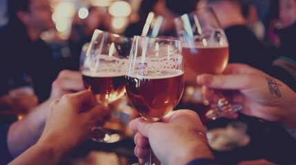 With a shared sense of belonging, friends toasting raise their glasses in celebration of shared memories and dreams for the future.