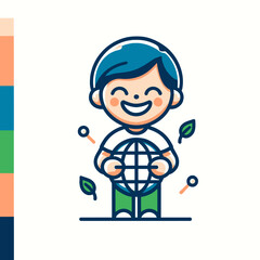 happy child with a globe