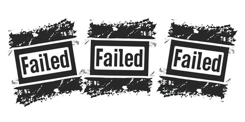 'FAIL' stamps in distressed black and white design. Concept of repeated mistakes and the importance of persistence. Design for motivational posters and resilience training materials.