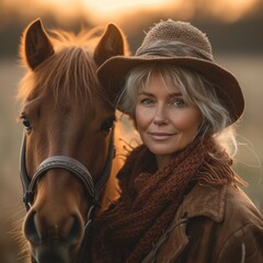 Fototapeta premium woman with a horse