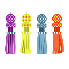 七夕の笹飾り短冊吹流しイラスト