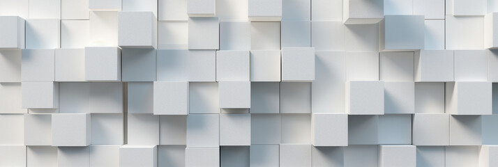 3D geometric white cubes structure. Abstract modern architecture or technology concept. Minimalistic design background. Digital art wallpaper. Modern corporate construction.