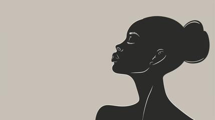 African woman silhouette with the shot hair in simple