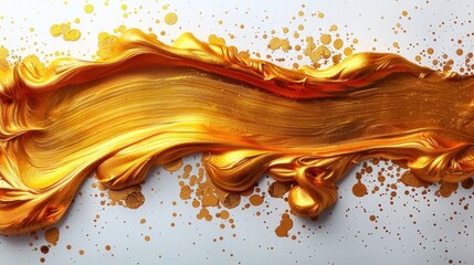 "Golden Elegance: A Luxurious Wave of Shimmering Gold Paint"