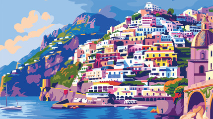 Amalfi coast Italy. Colorful architecture on the rock