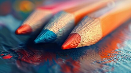 close up of pencils on table hyper realistic  - Powered by Adobe
