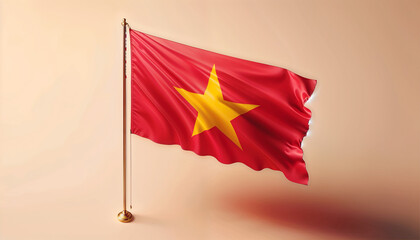 3D rendered Vietnam flag, isolated on a clean background. High-quality, realistic depiction perfect for various uses, Generated by AI.