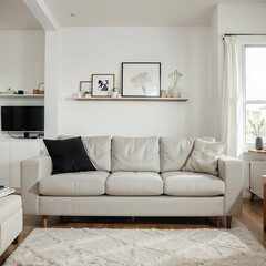 modern living room interior design with white sofa