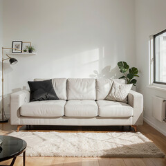 modern living room interior design with white sofa
