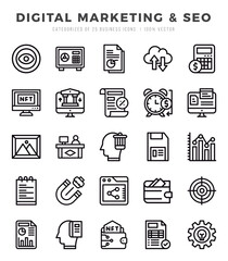 Digital Marketing & SEO icons Pack. Lineal icons set. Digital Marketing & SEO collection set.