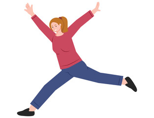 Girl jumping in air vector illustration.