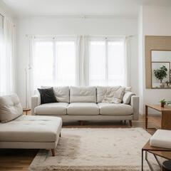 Fototapeta premium modern living room interior design with white sofa