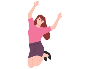 Girl jumping in air vector illustration.